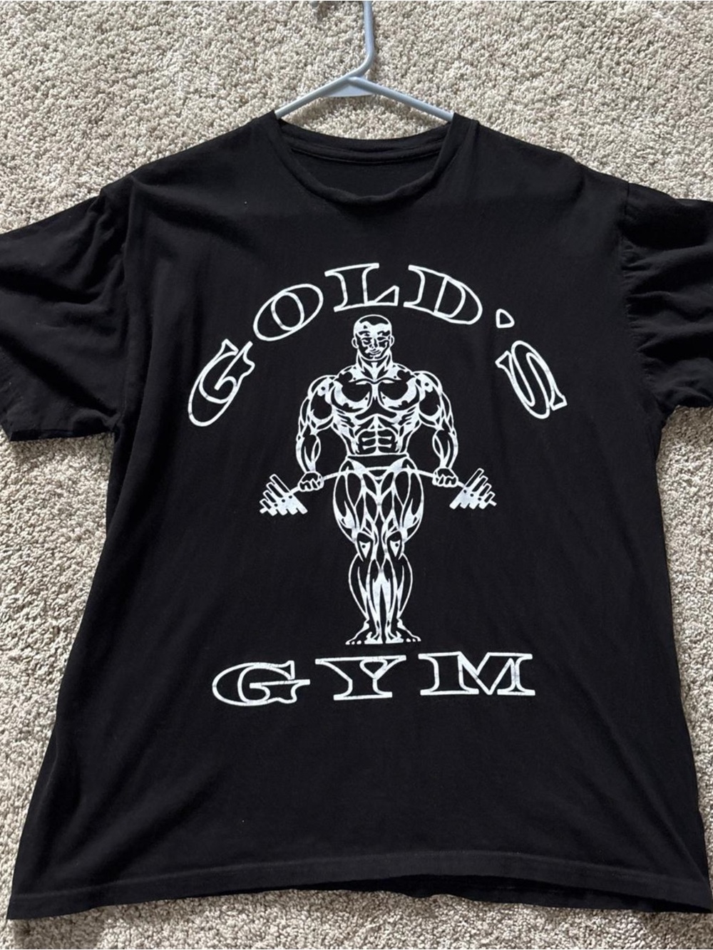 Gildan Black Short-Sleeve Tee with White Gold's Gym Graphic